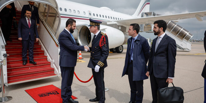 President al-Sharaa arrives France in his first official visit to Europe