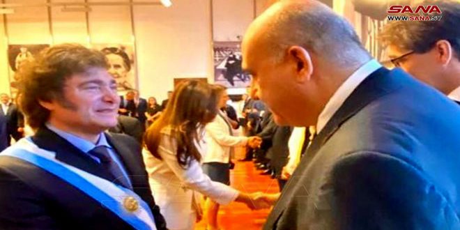 Embajador de Siria en Buenos Aires participa en la ceremonia de toma de posesión del presidente Melei