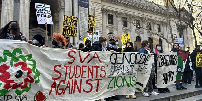 Manifestación estudiantil en Nueva York contra la agresión israelí a Gaza