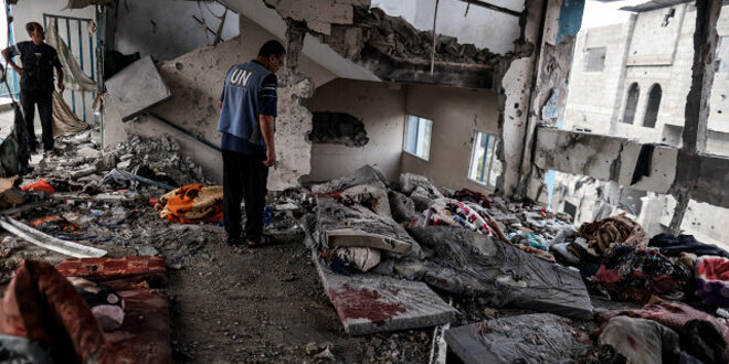 شهادت 12 فلسطینی در نتیجه حمله اشغالگر اسرائیلی به مدرسه آنروا در اردوگاه “النصیرات”